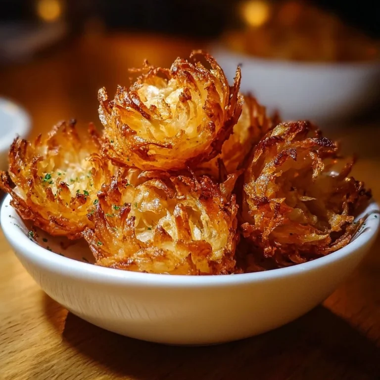 Plate of bite-sized blooming onions served with dipping sauce