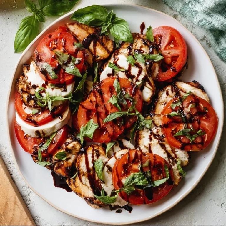 Delicious Caprese Chicken with tomatoes and mozzarella on a plate