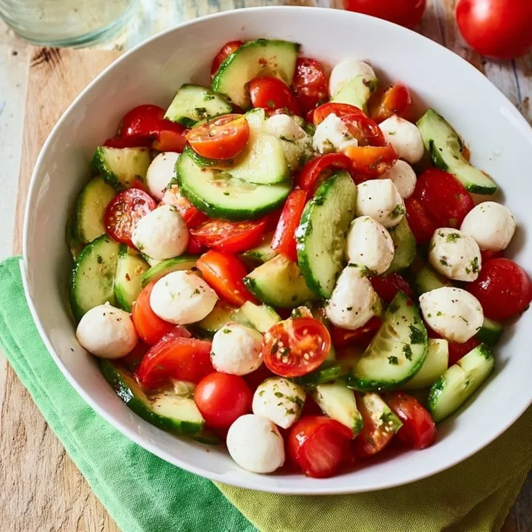 Cucumber Caprese Salad with tomatoes and mozzarella on a wooden serving board