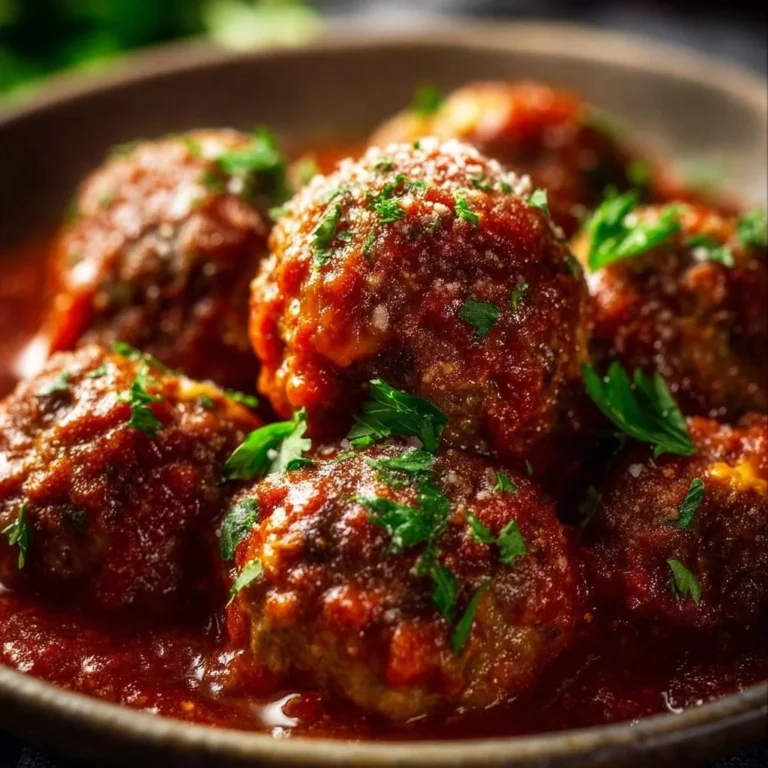 Delicious easy Italian baked meatballs served with marinara sauce