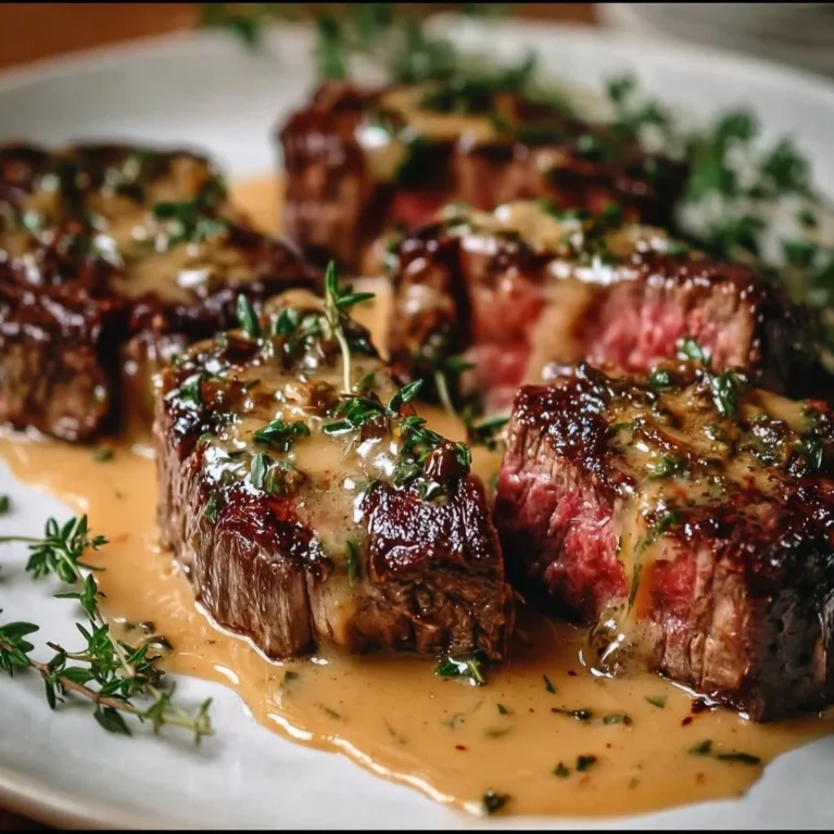 Delicious French seared steak served with cognac cream sauce