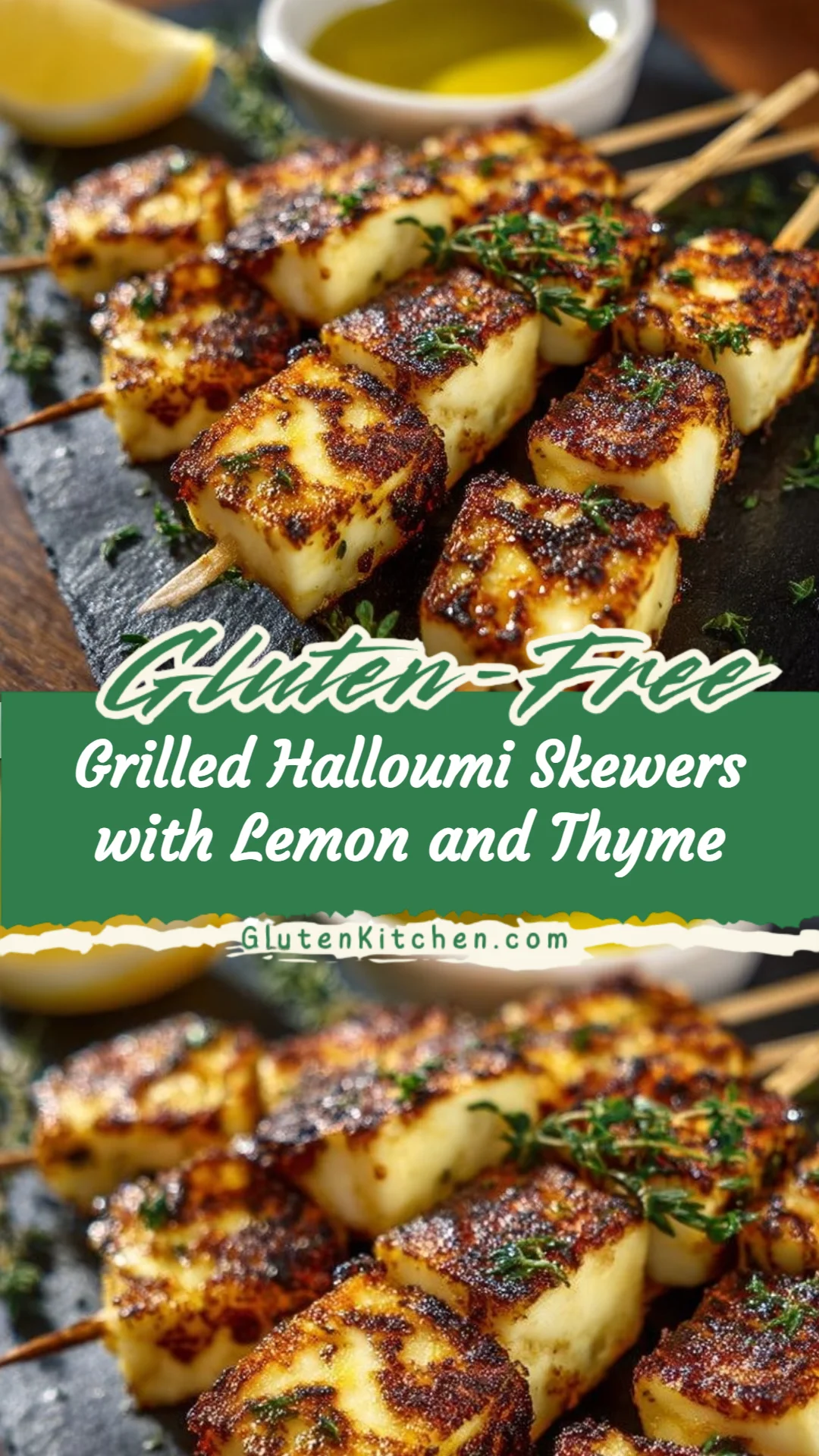Grilled Halloumi Skewers with Lemon and Thyme
