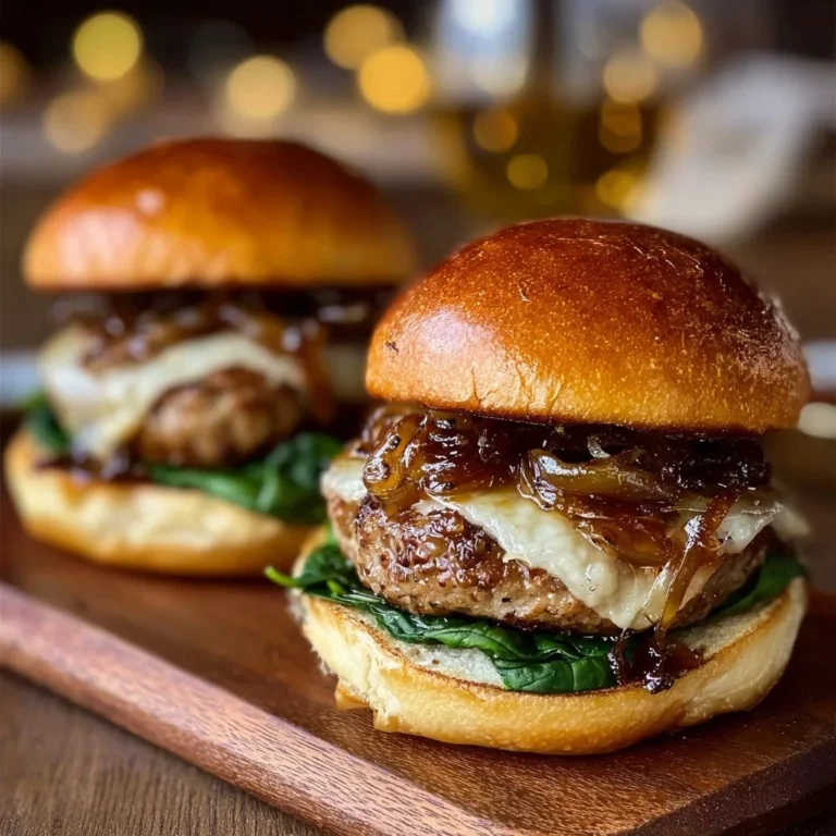 Juicy turkey burger with balsamic caramelized onions and provolone cheese