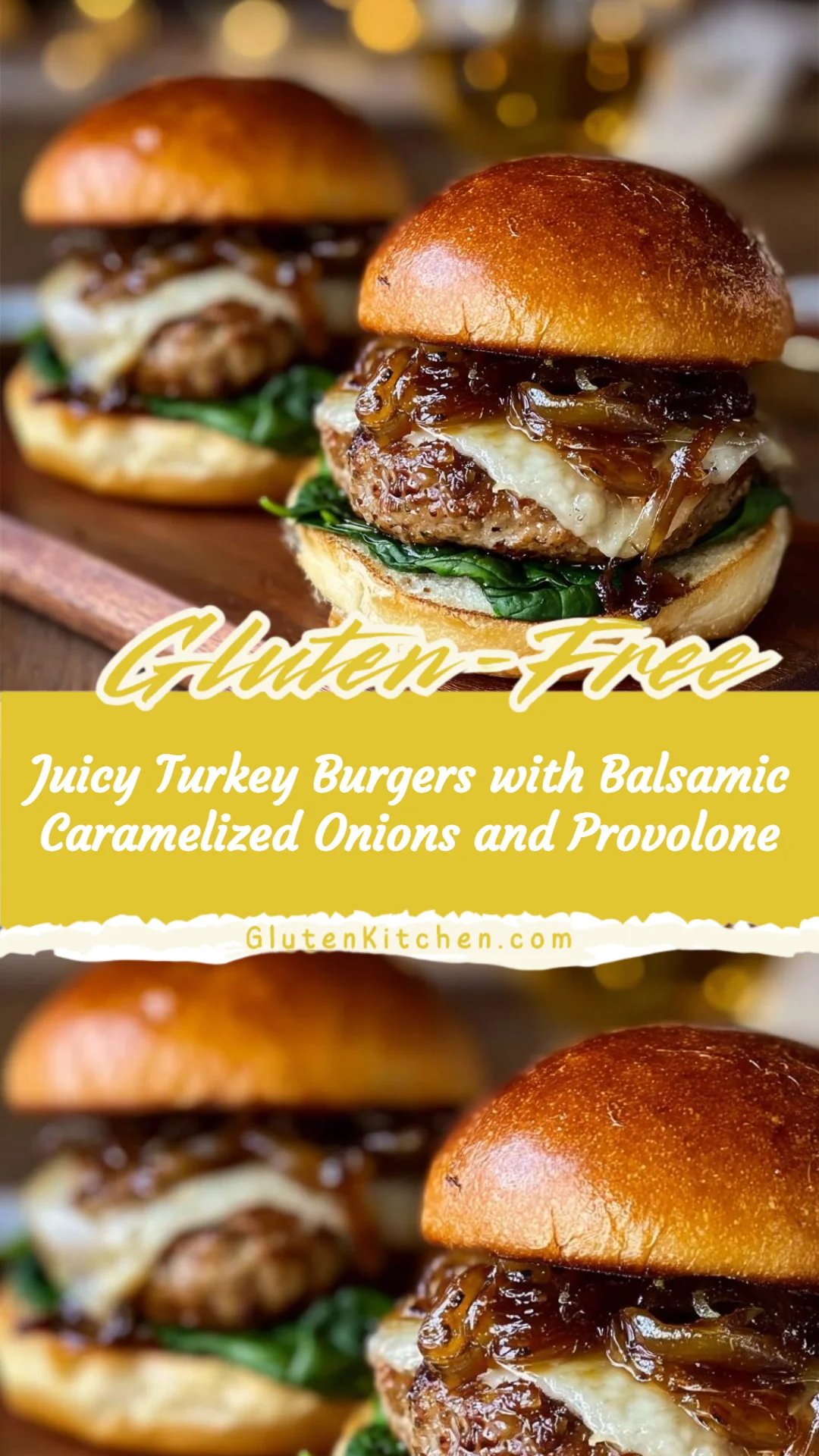 Juicy Turkey Burgers with Balsamic Caramelized Onions and Provolone