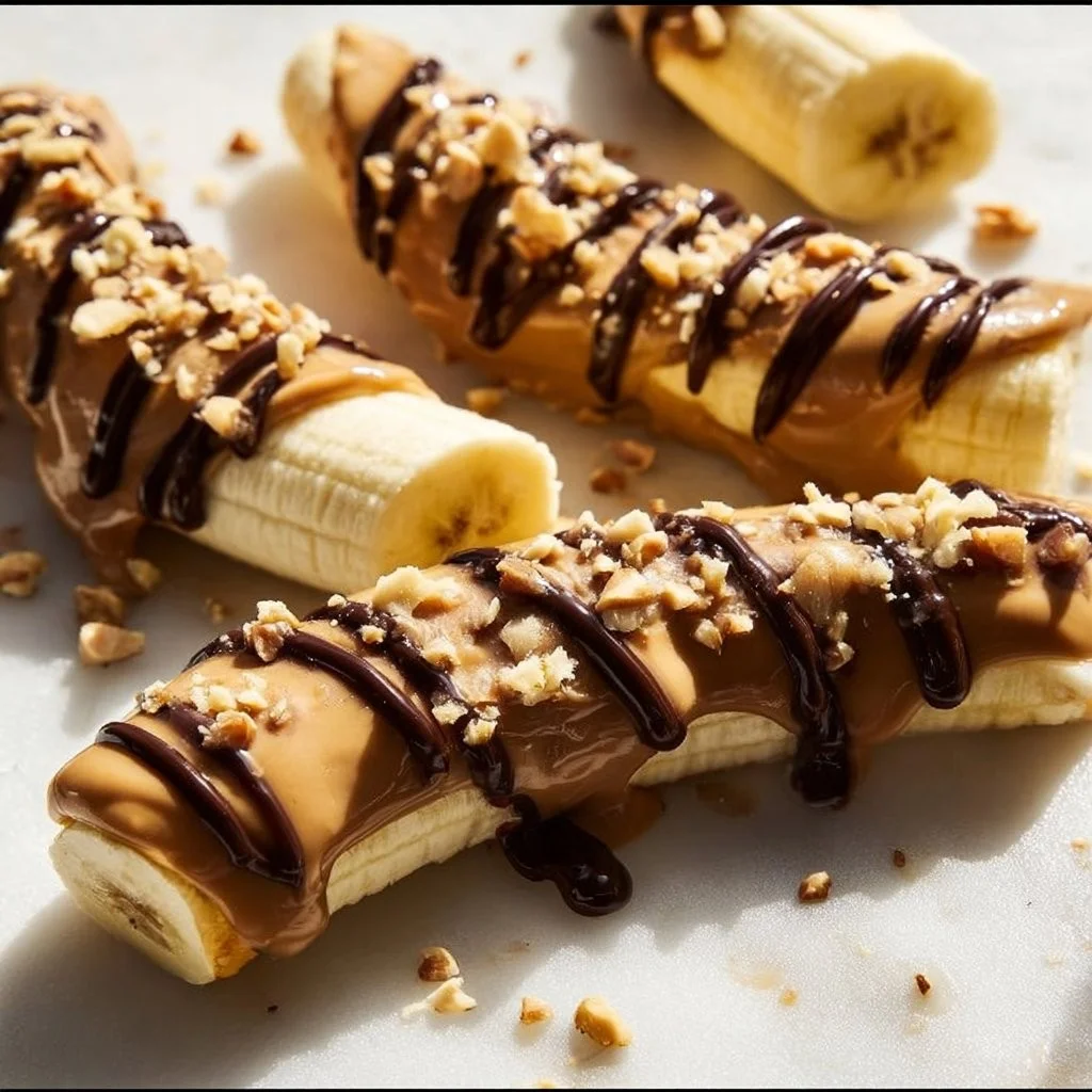 Low Calorie Frozen Banana Snickers dessert on a plate