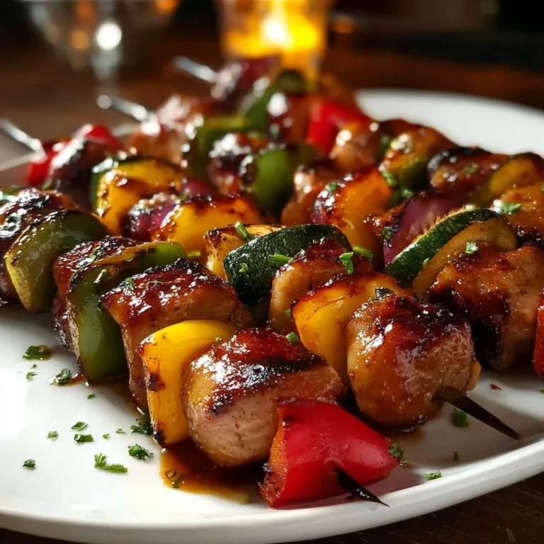 Delicious sweet and tangy grilled kabobs on the barbecue
