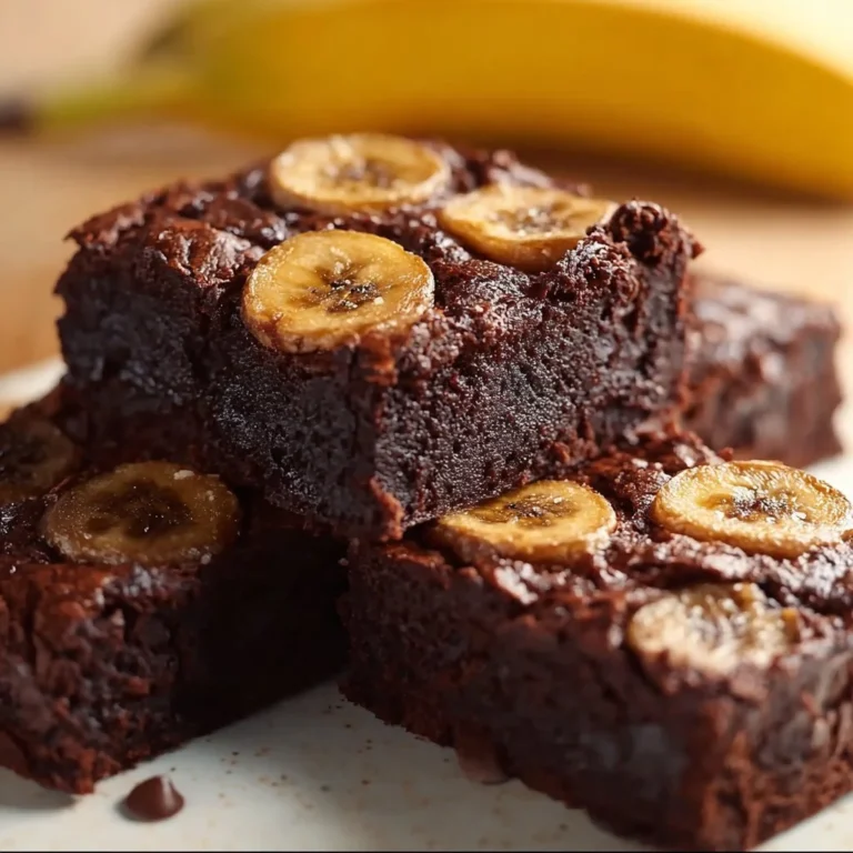 Three ingredient banana brownies on a plate, delicious and easy to make.