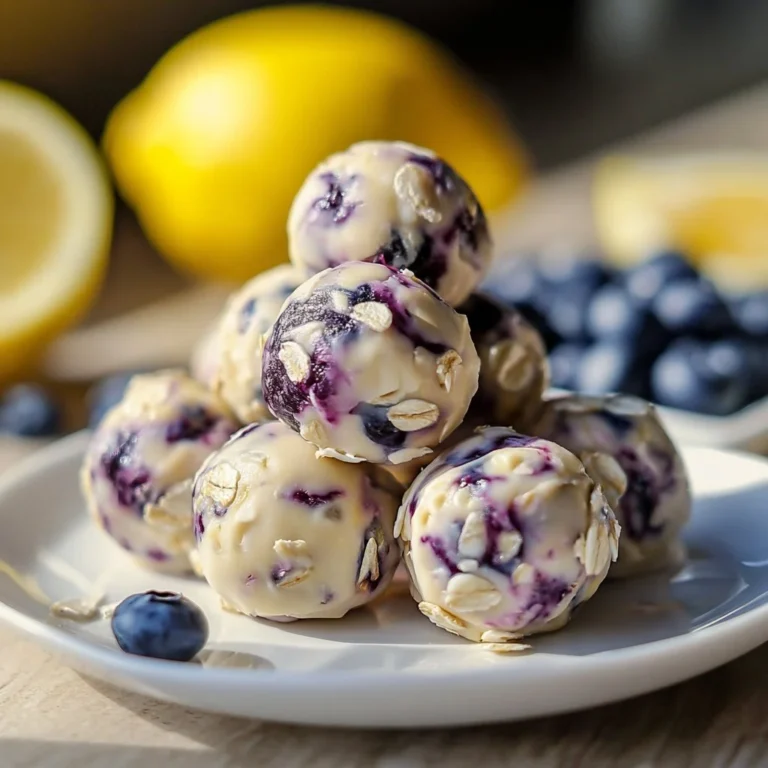 Delicious no-bake lemon blueberry bites on a plate.
